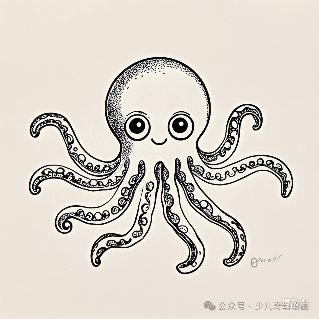 章鱼线描技法 简笔画资料