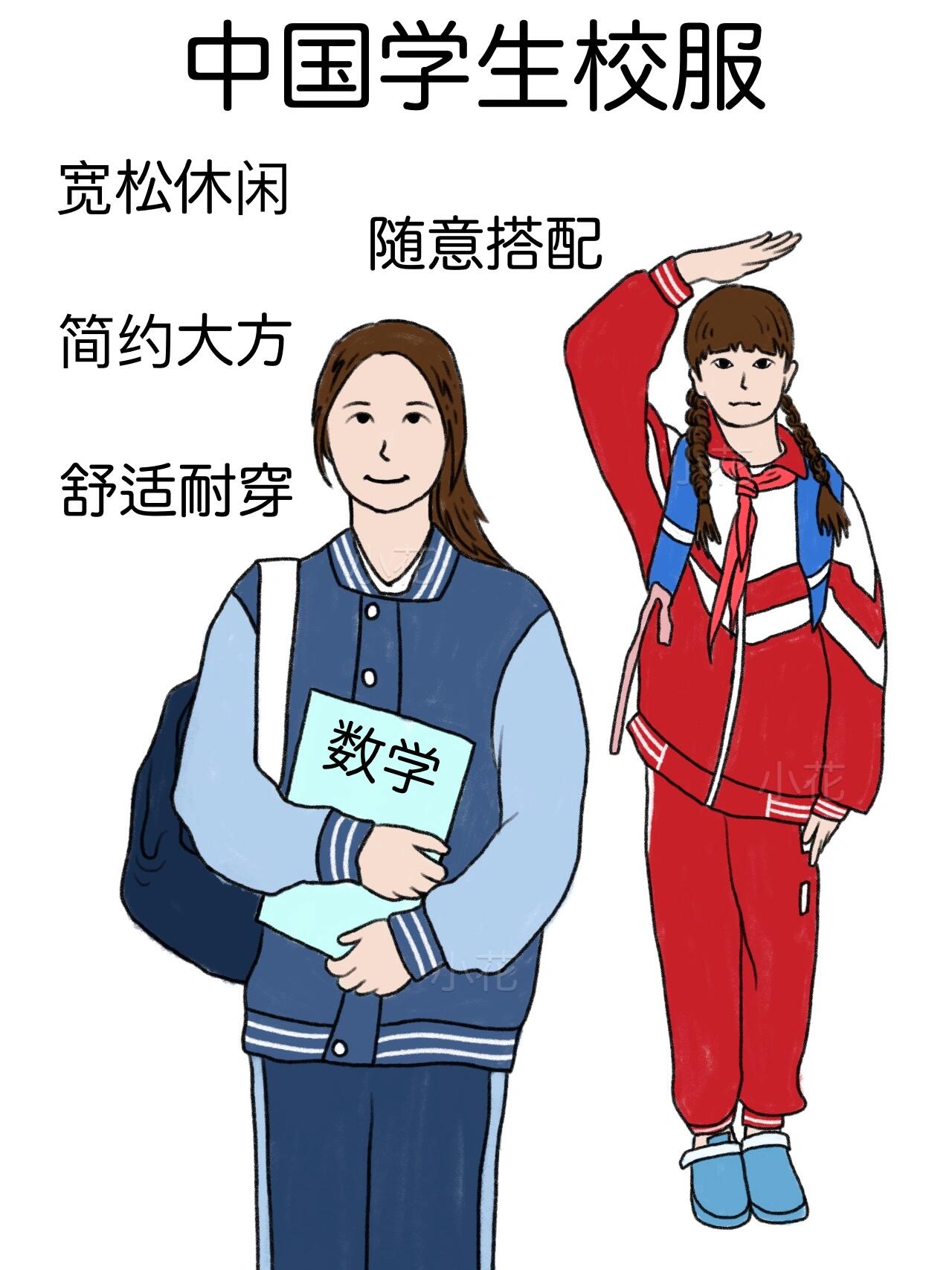 外国校服和中国校服图片