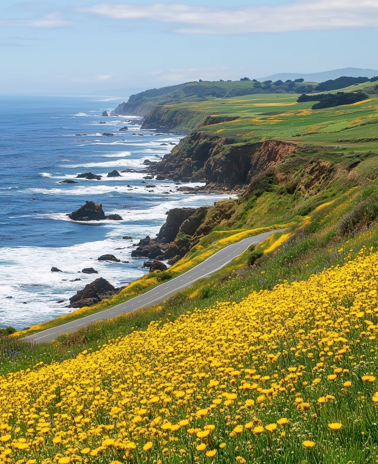 海边花海,景色唯美.