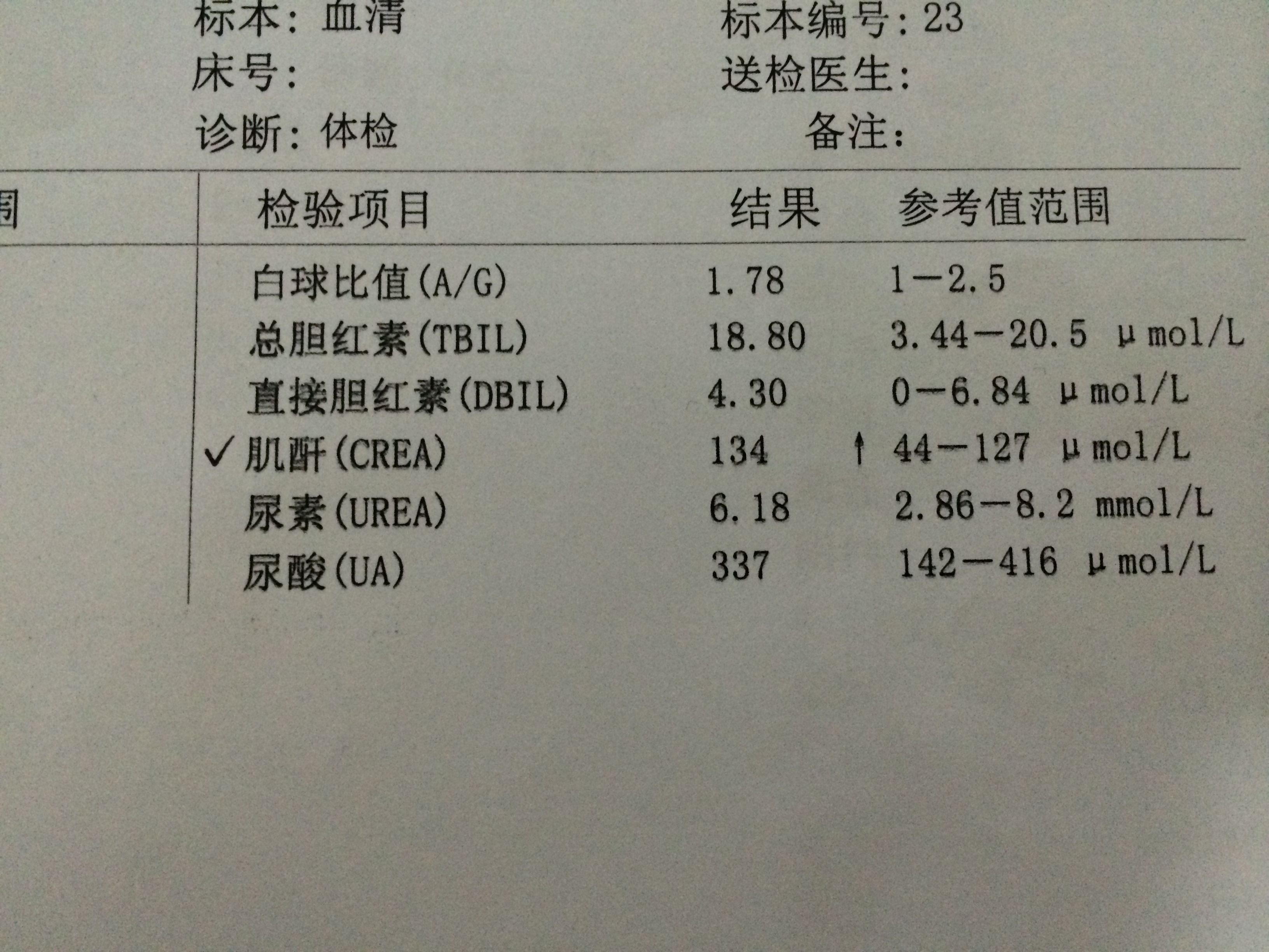 怎么看肾功能化验单图片