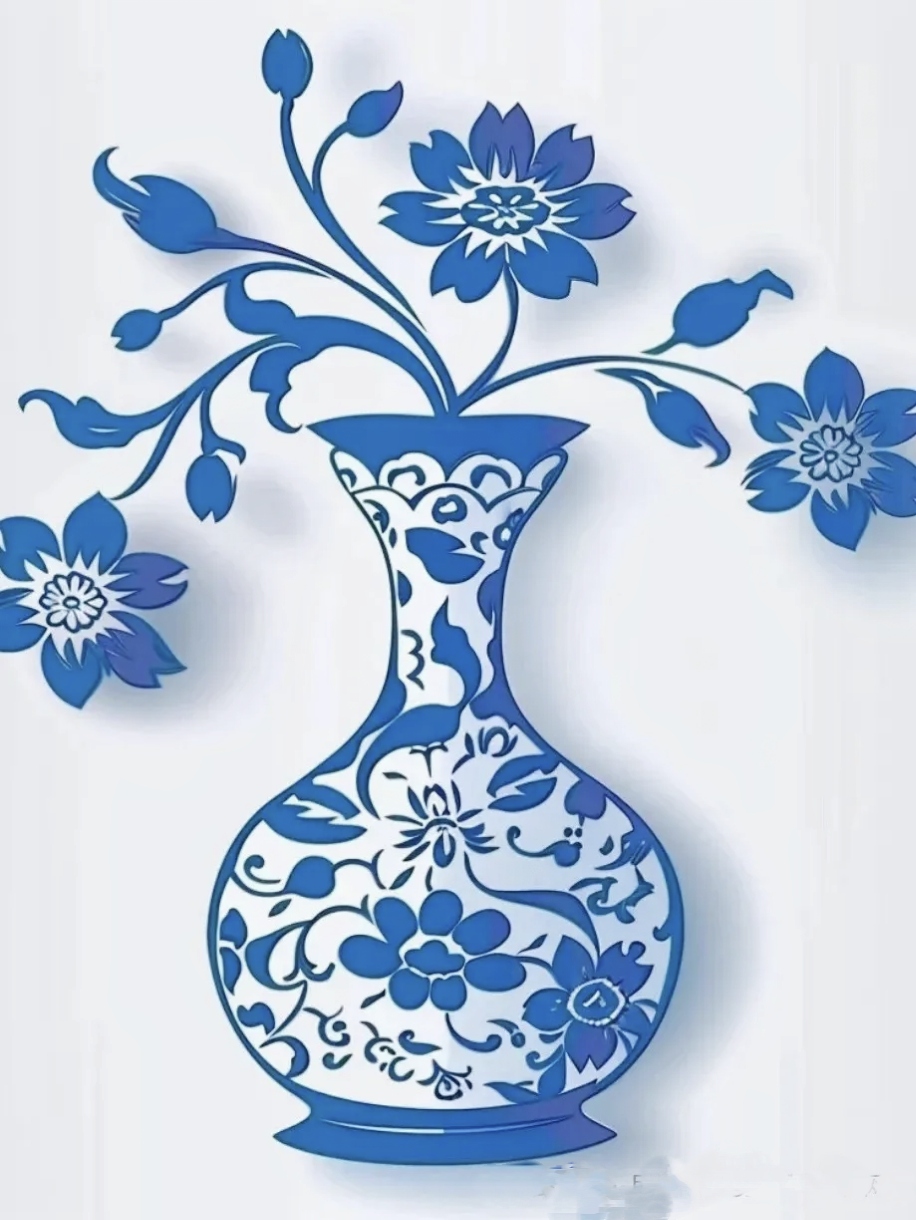 中华传统艺术瑰宝:剪纸里的青花瓷!