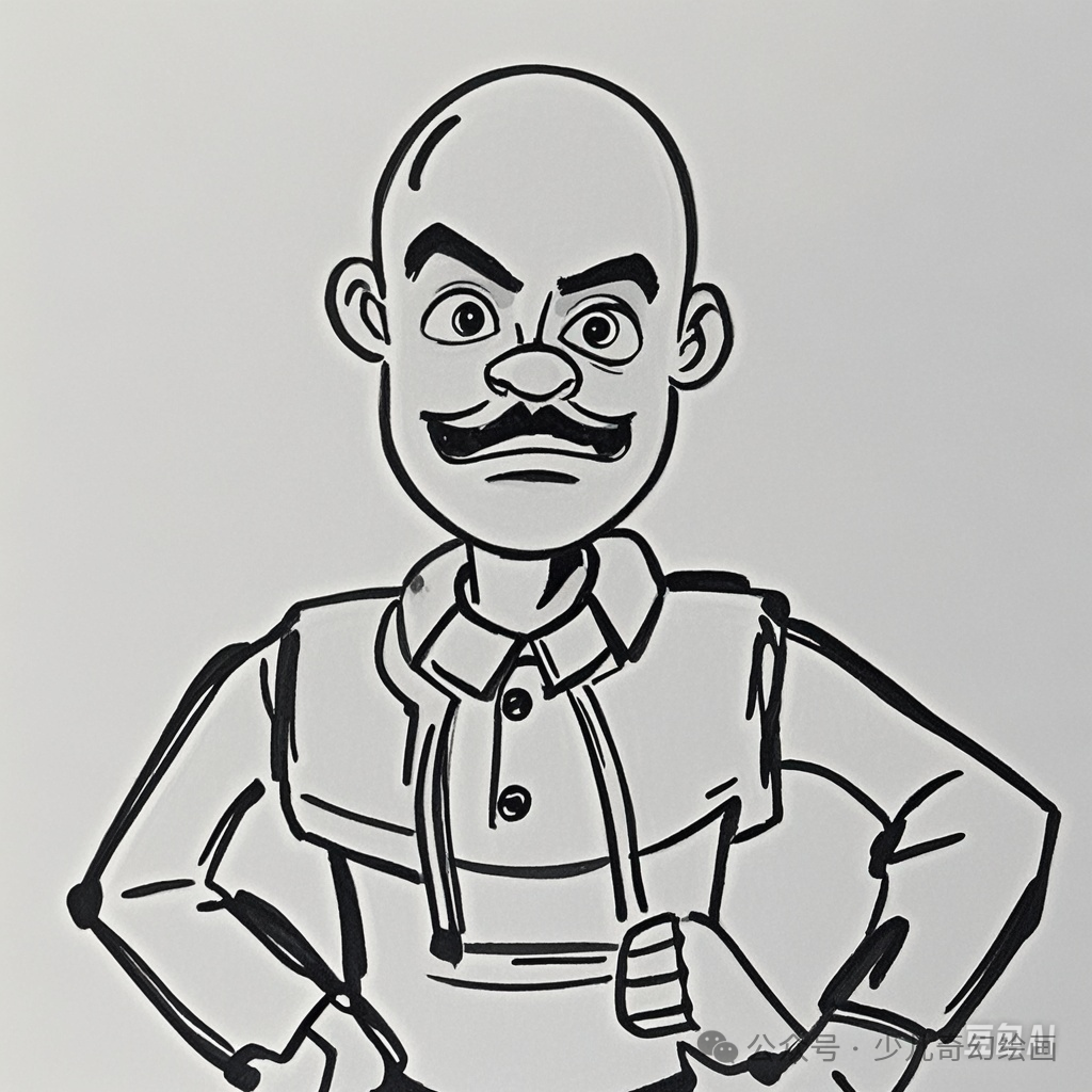 黑白线稿:光头强简笔画来了