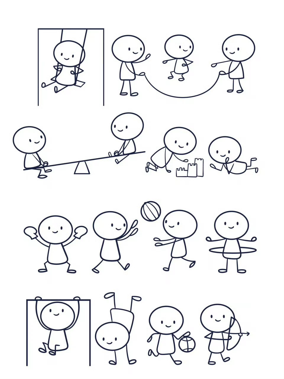 小人日常简笔画,适合每一个可爱的你们!