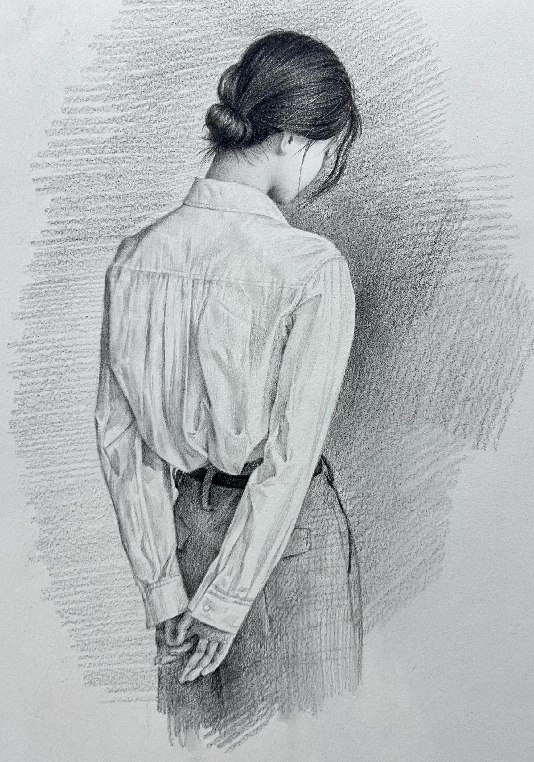 又一张照片画完了 白衬衫还是比较难画的