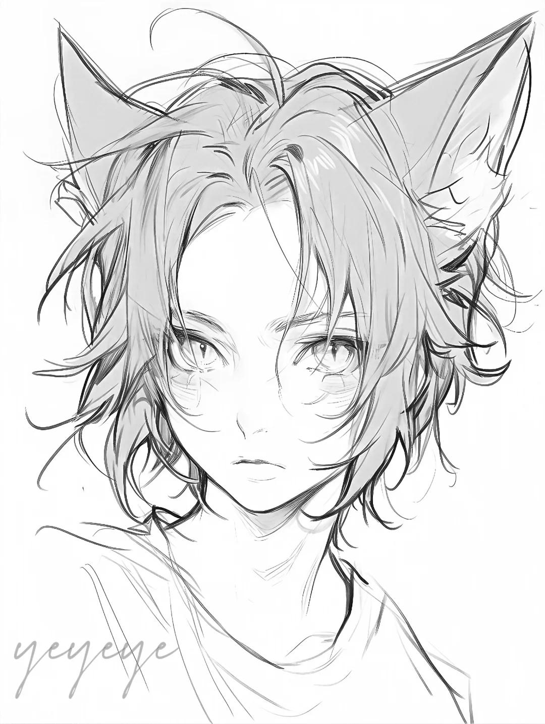 兽耳少年/线稿临摹素材