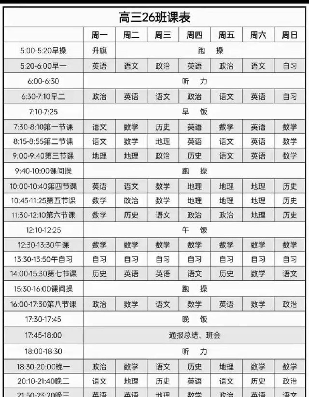 高三课表