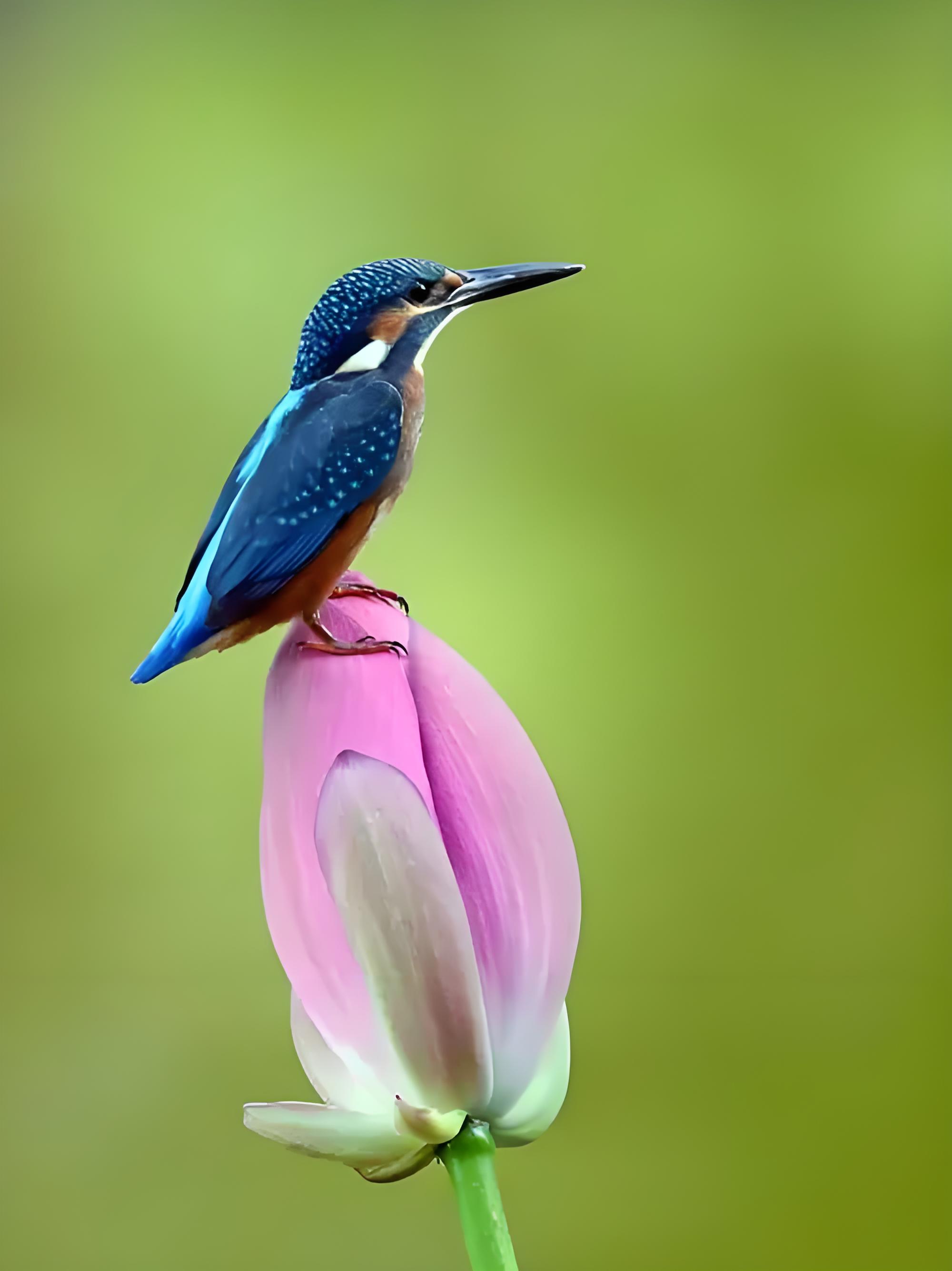 荷花之上的翠鸟,也是这个季节生动的画面