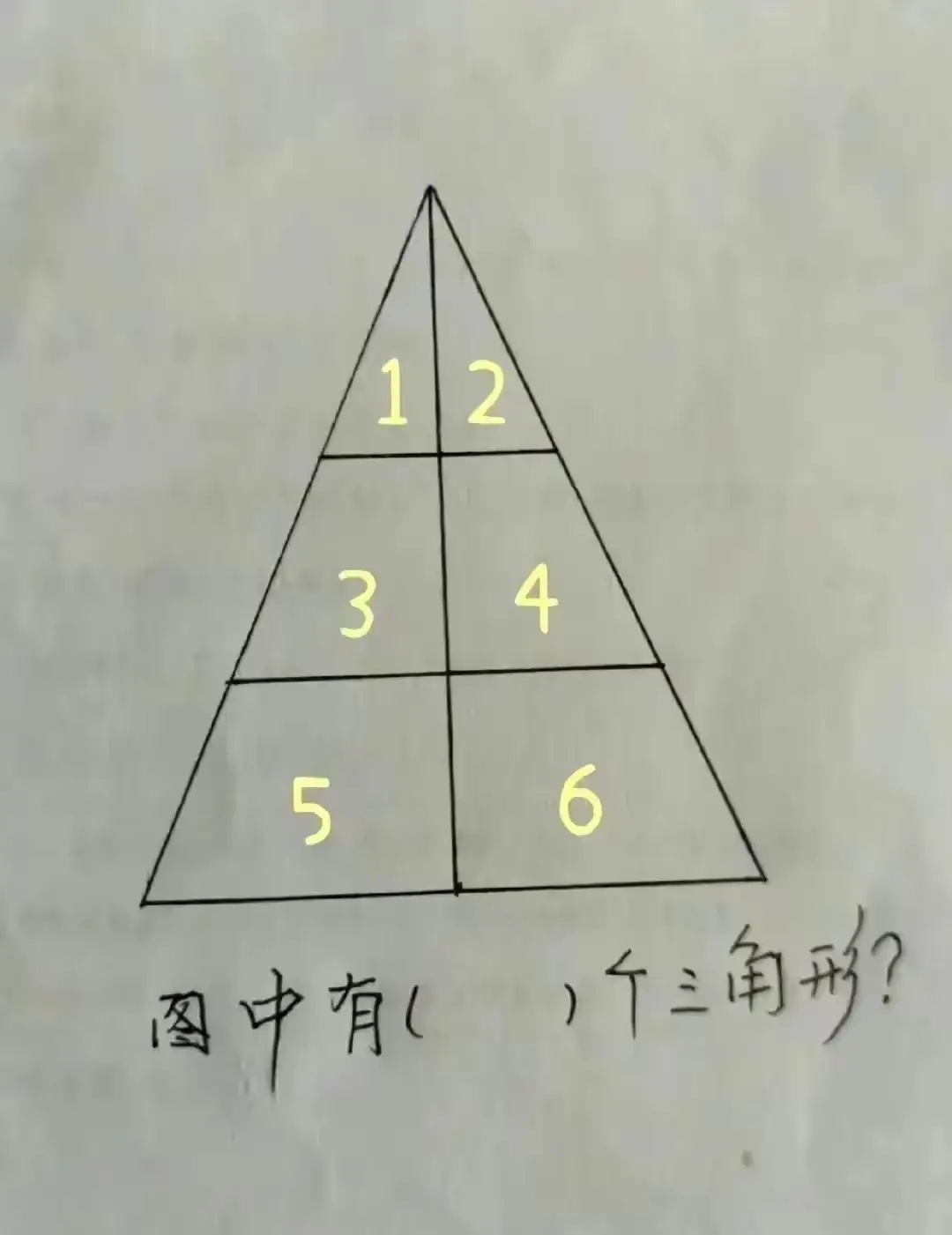 一个大三角形分成6份有几个三角形三角形分成一个长方形和三个三角形