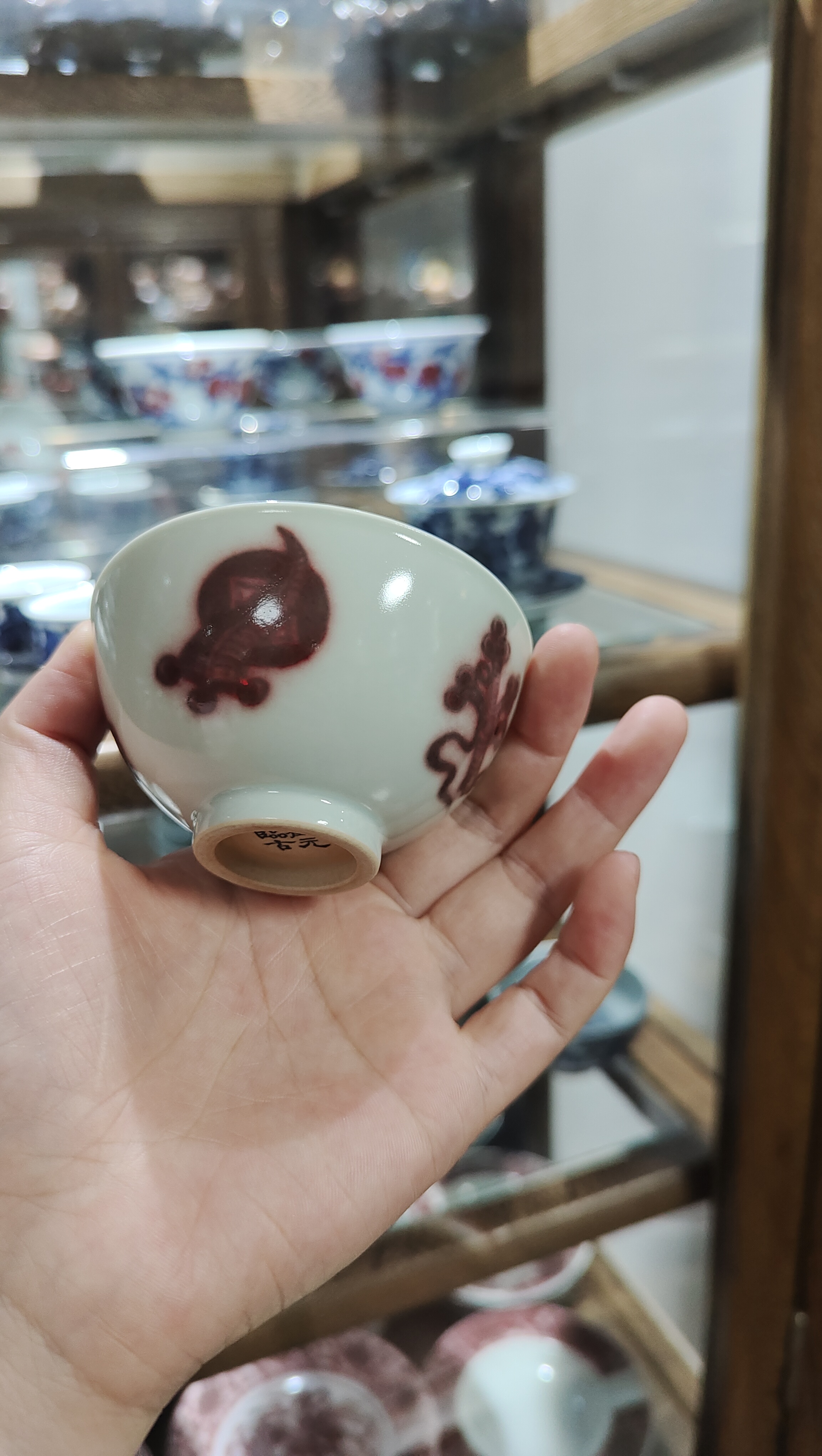 复古釉里红个人杯,玉质感,油润度,肉眼可见