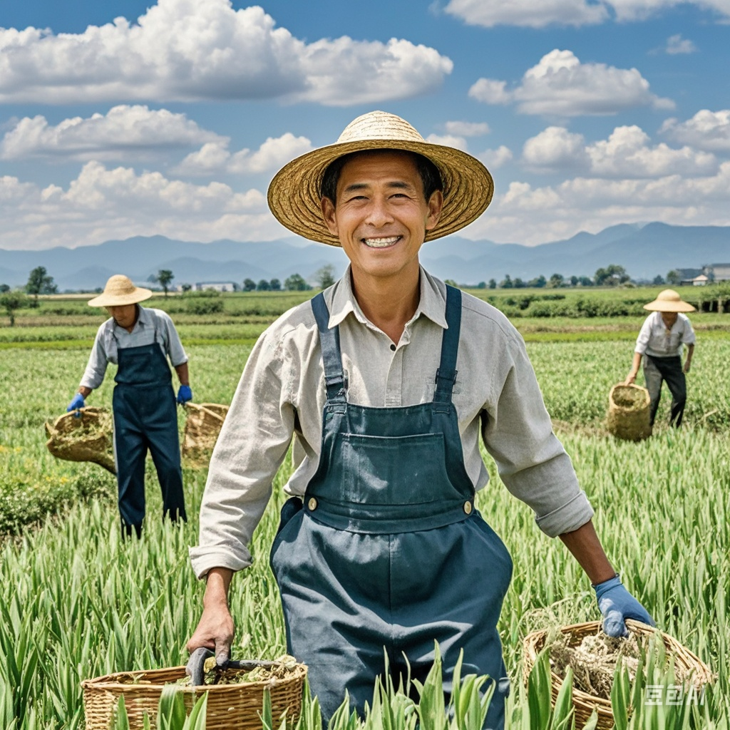 阳光透过薄雾,轻轻地洒在大地上,田间的小草挂着晶