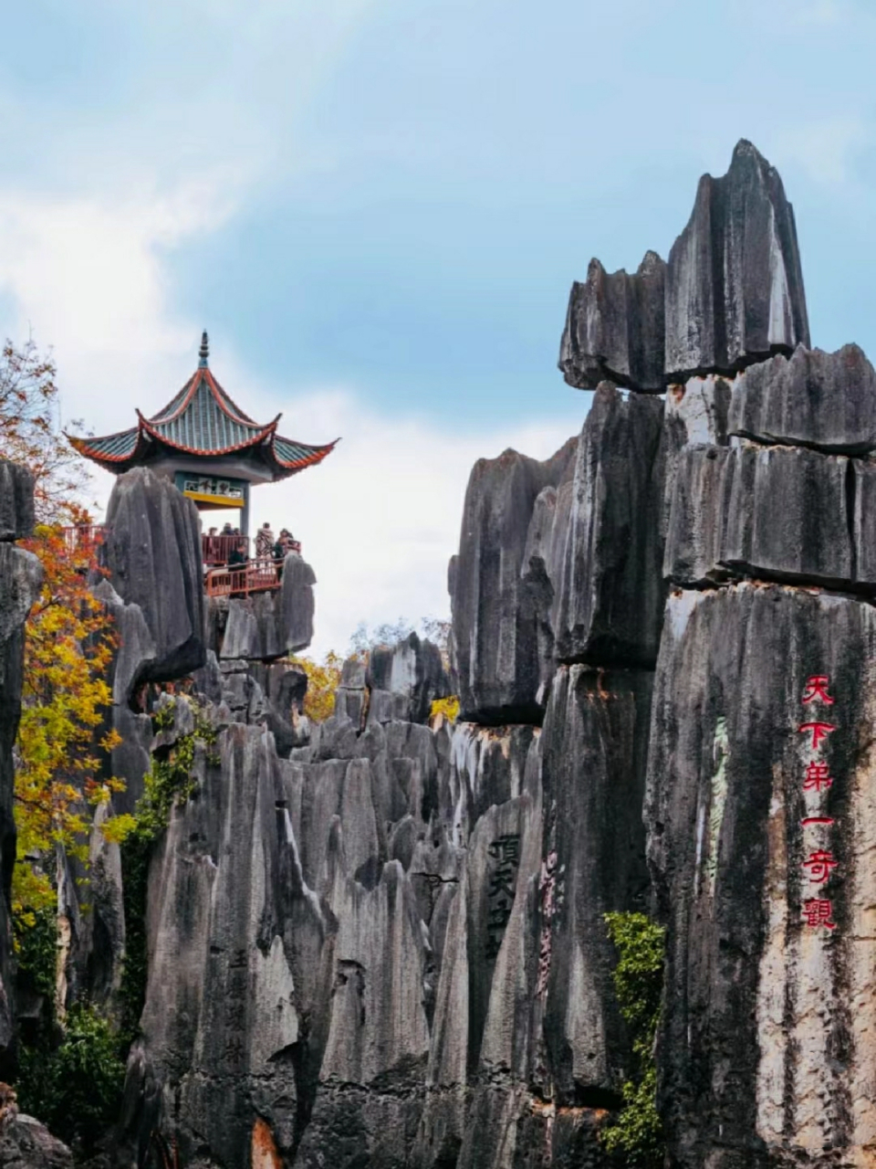 石林"山石名天下",在这片广袤的土地上,有雄奇的峰林,湖泊,瀑布,溶洞