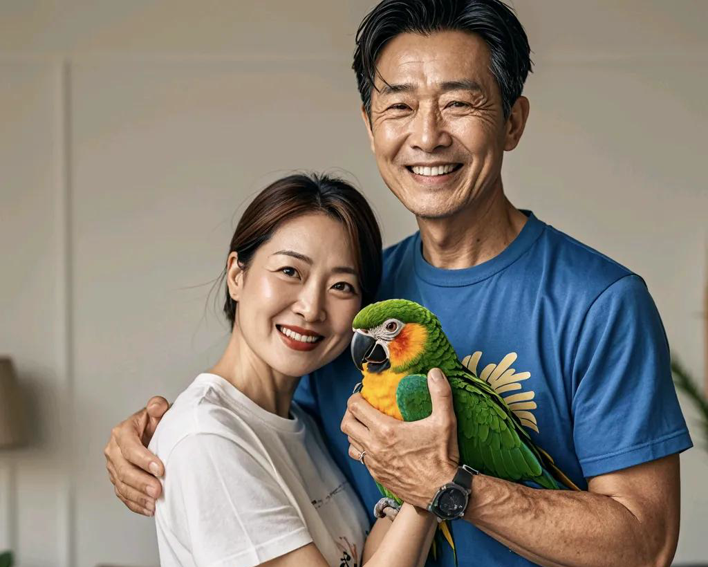 然而,就在这温馨的时刻,客厅里的鹦鹉突然开口说话了,丈夫瞬间愣住了
