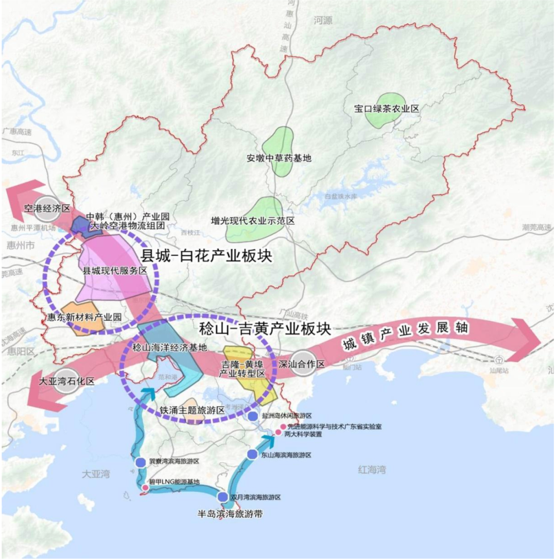 惠州市惠东县产业分布图