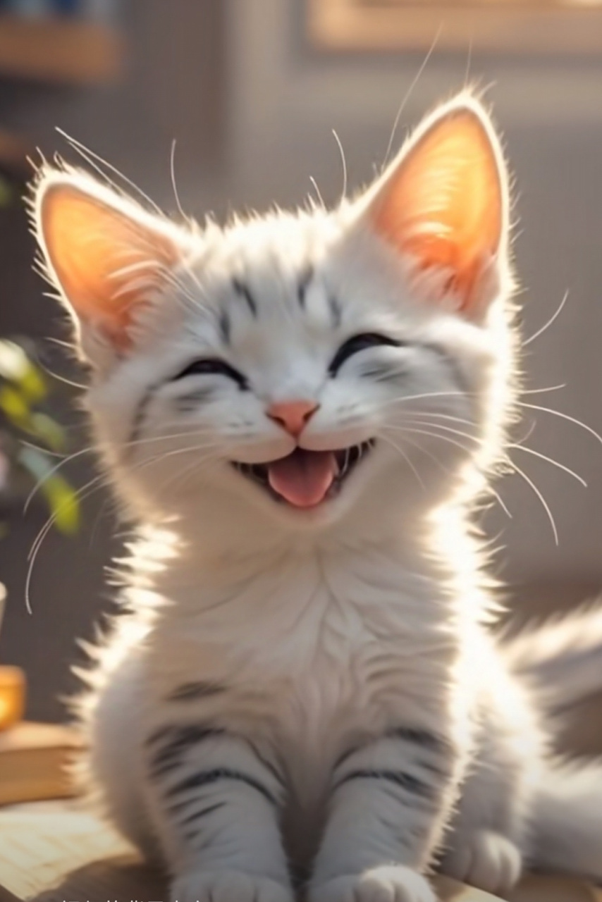 见过会笑的狗狗,但从来没见过会笑的猫咪,今天见到了,这笑容实在太