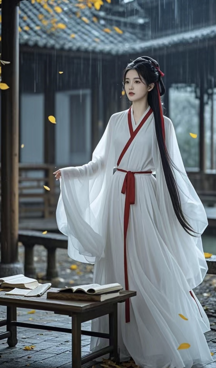 表达: 古风长发女子真人咸阳宫殿影子古风 才子佳人 图片 高清汉服露