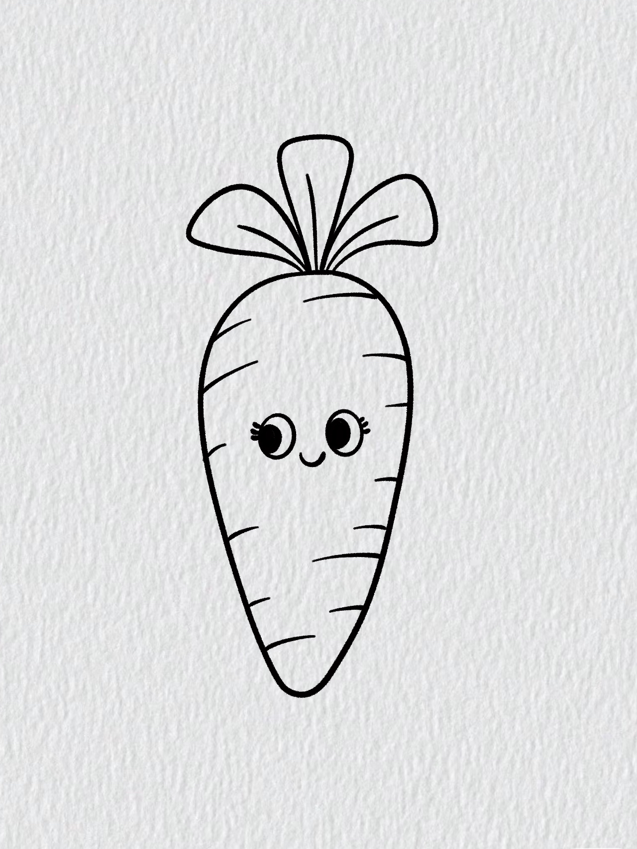 小萝卜头胡萝卜简笔画教程 儿童画 简笔画 胡萝卜 蔬菜简笔画