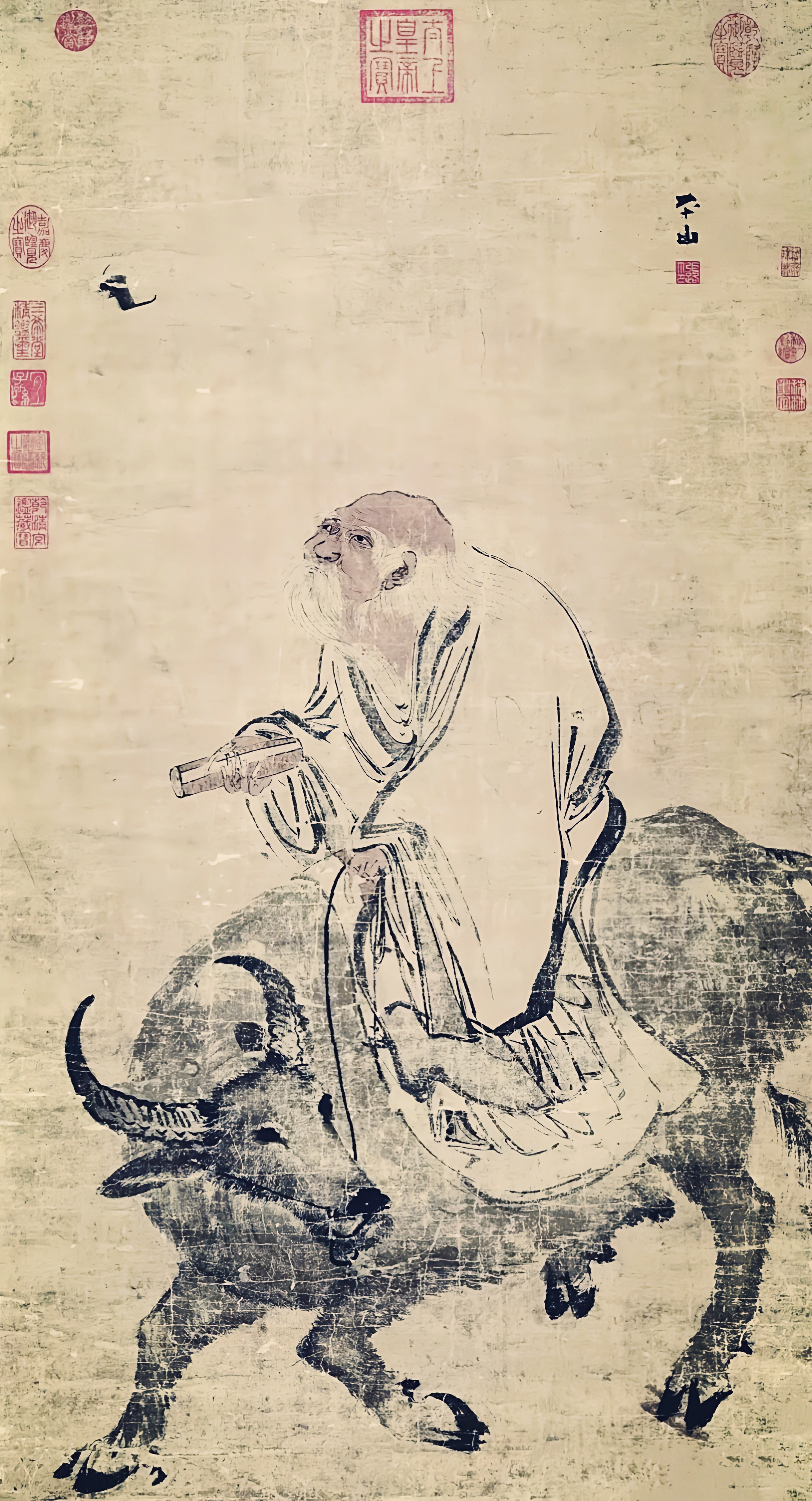 明代画家张路《老子骑牛图》