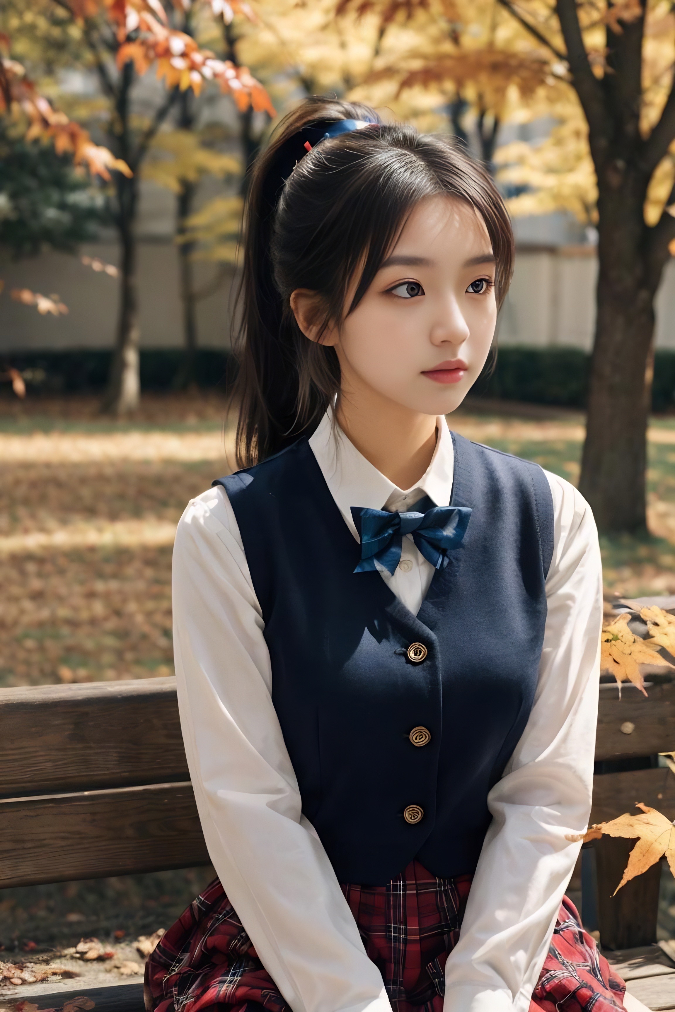 公园里的校服女生!#一年一度开学季# #阳光美少女