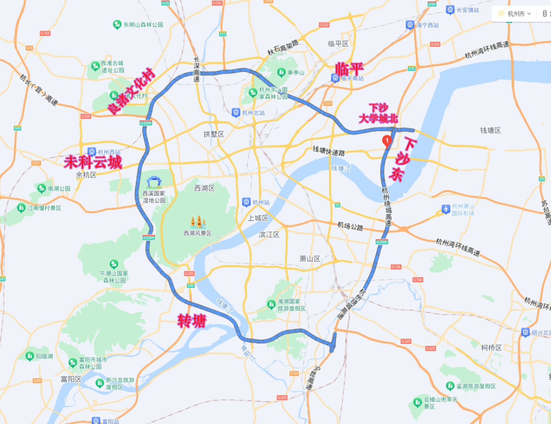 杭州绕城高速公路地图图片