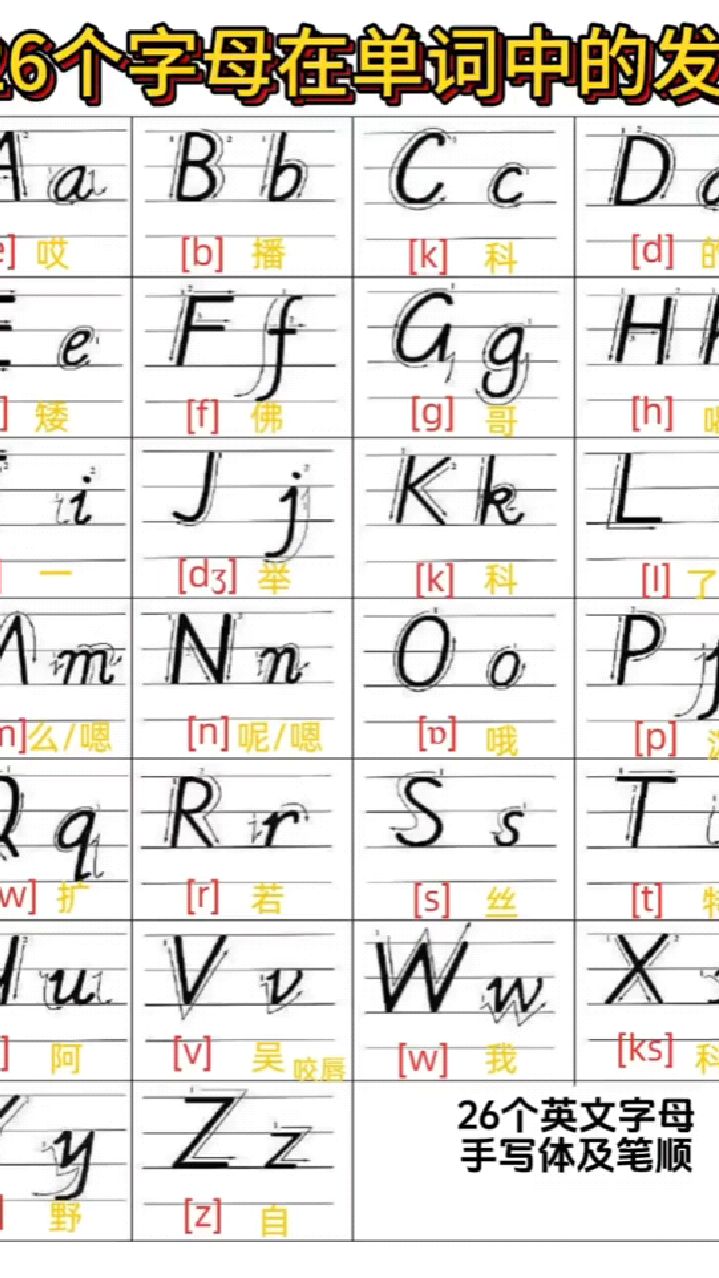 26个英文字母的读法图片