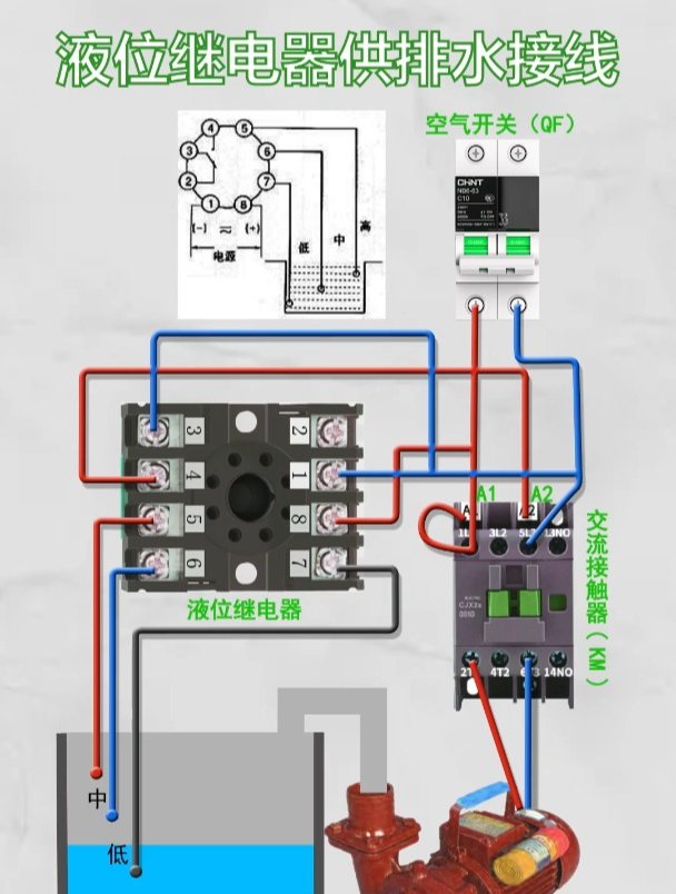 液位继电器实物接线图图片