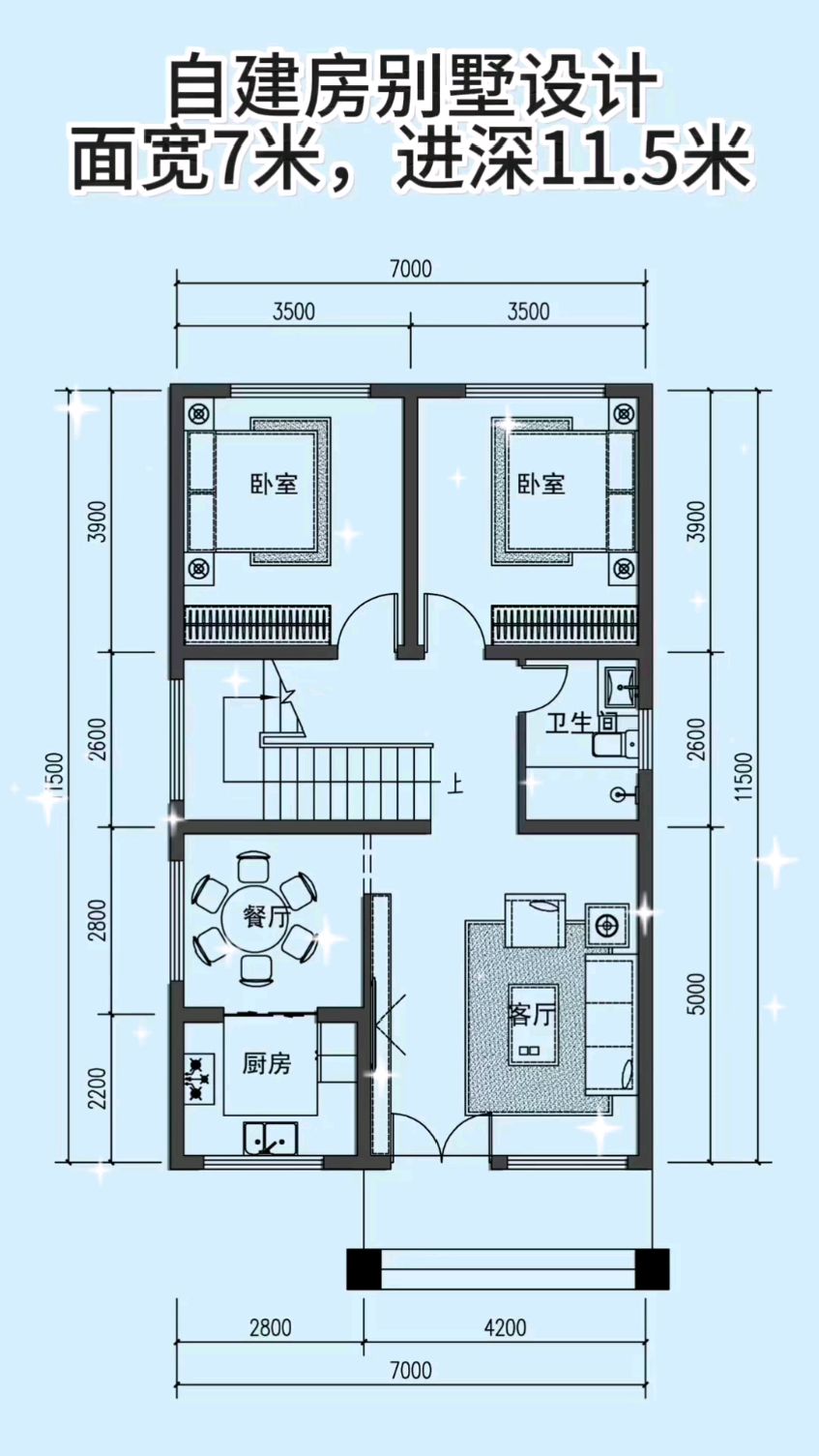 自建房别墅设计,面宽7米,进深11