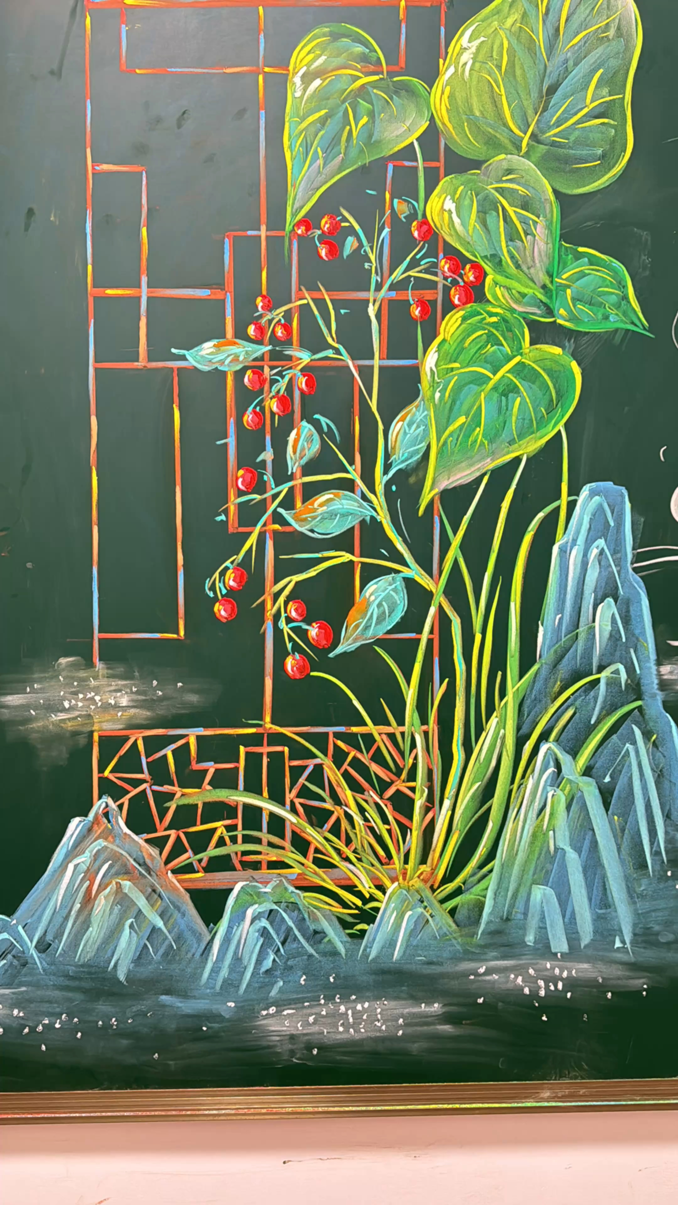 想要1000粉,路过的宝宝们可以点个关注吗?粉笔画黑板报分享