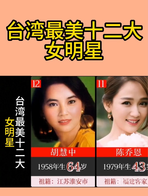 台湾最美十二大女明星,看看有你们省的吗