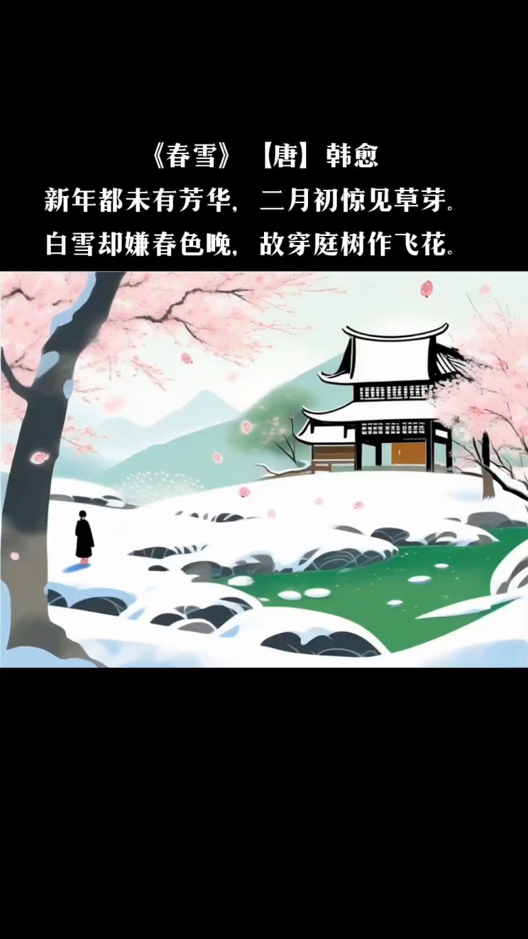 《春雪》 【唐】韩愈 新年都未有芳华,二月初惊见草芽.