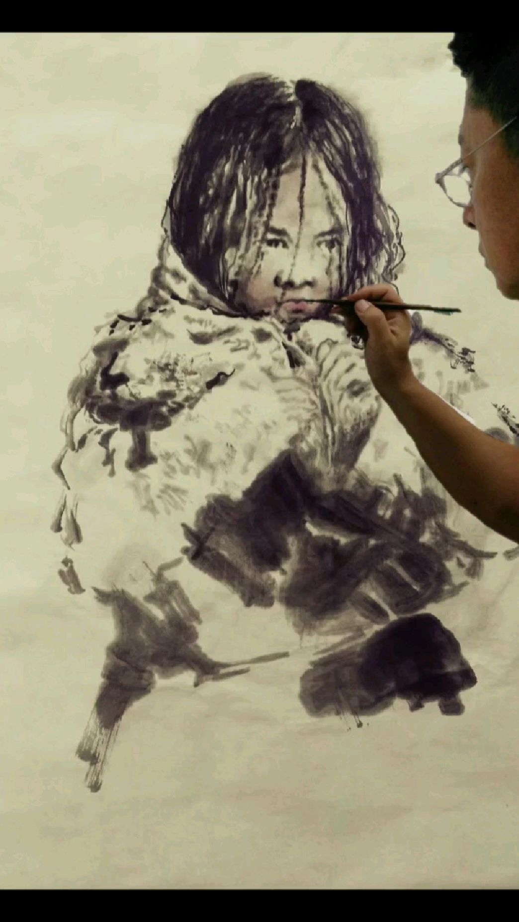 藏族女孩人物写生(上官天遐国画)