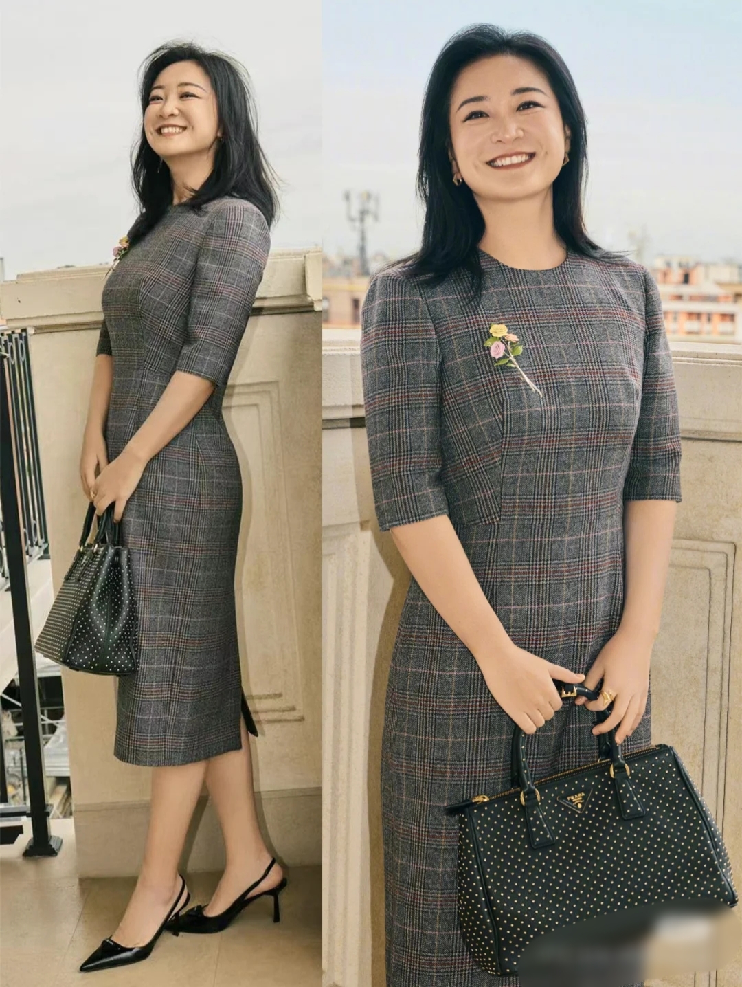 贾玲这条裙子倒是挺板正的,就是有点老气