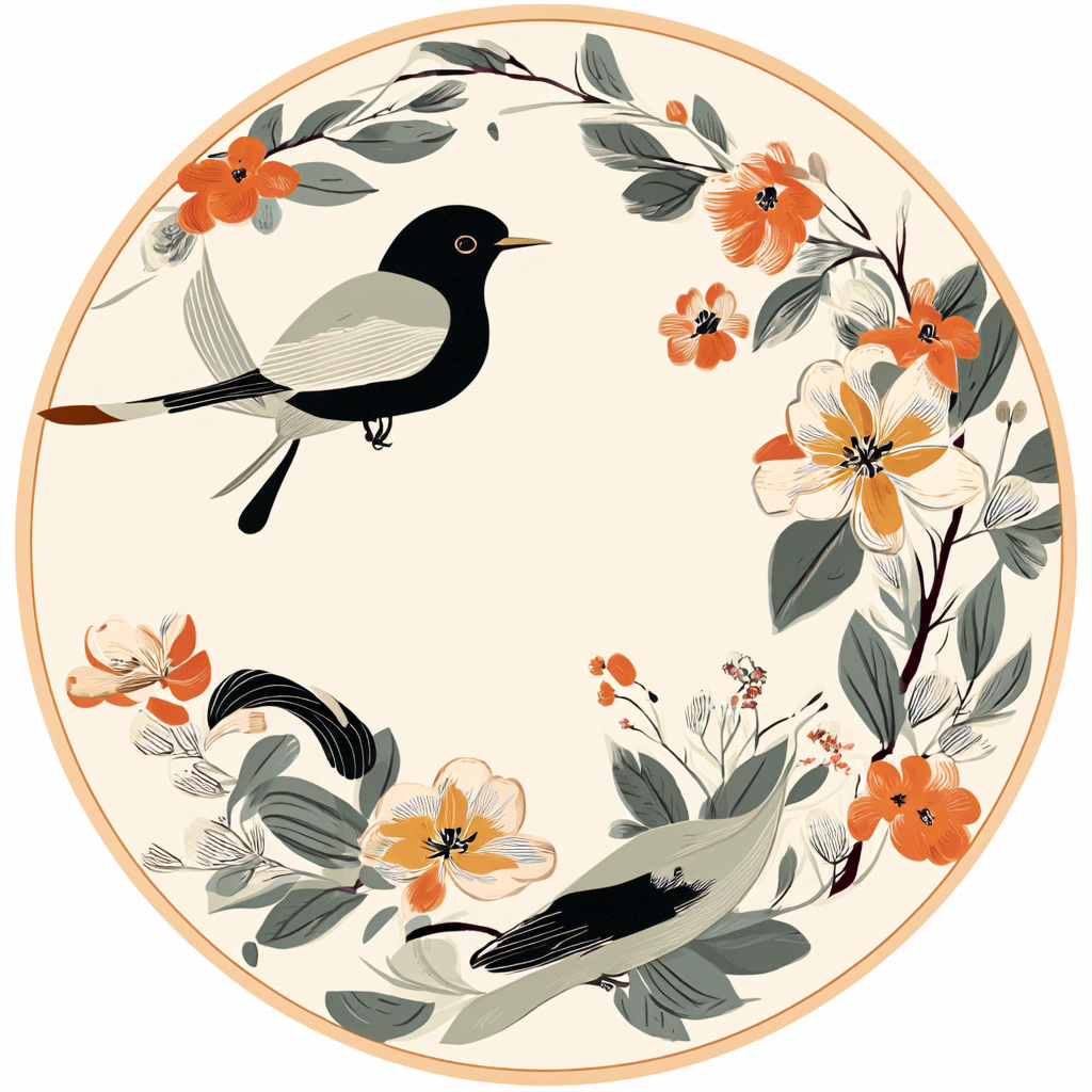 中国画风格的花鸟插图