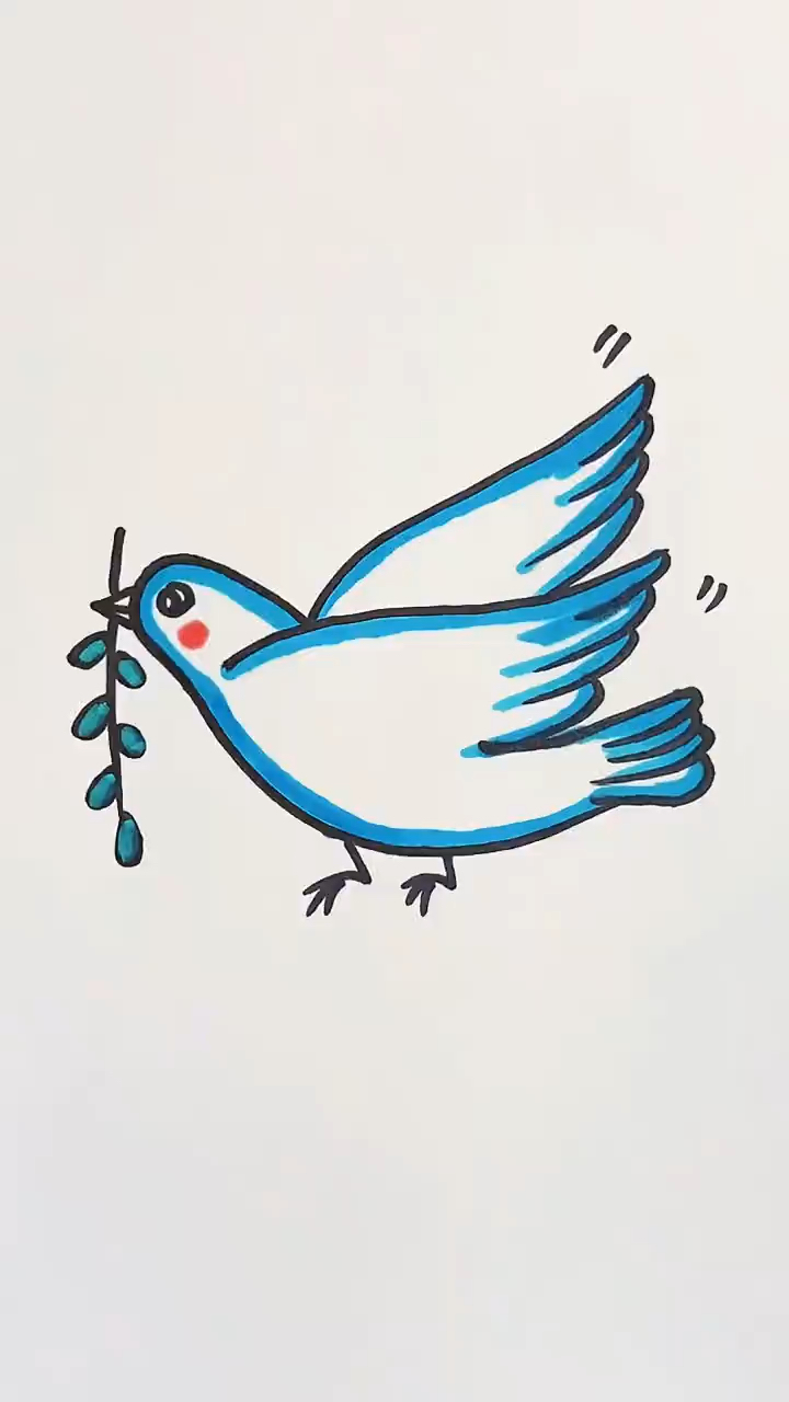 这样画和平鸽简笔画 简单又好看!