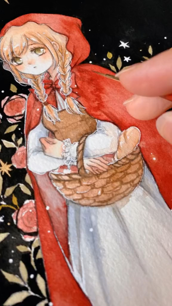 小红帽线稿水粉上色