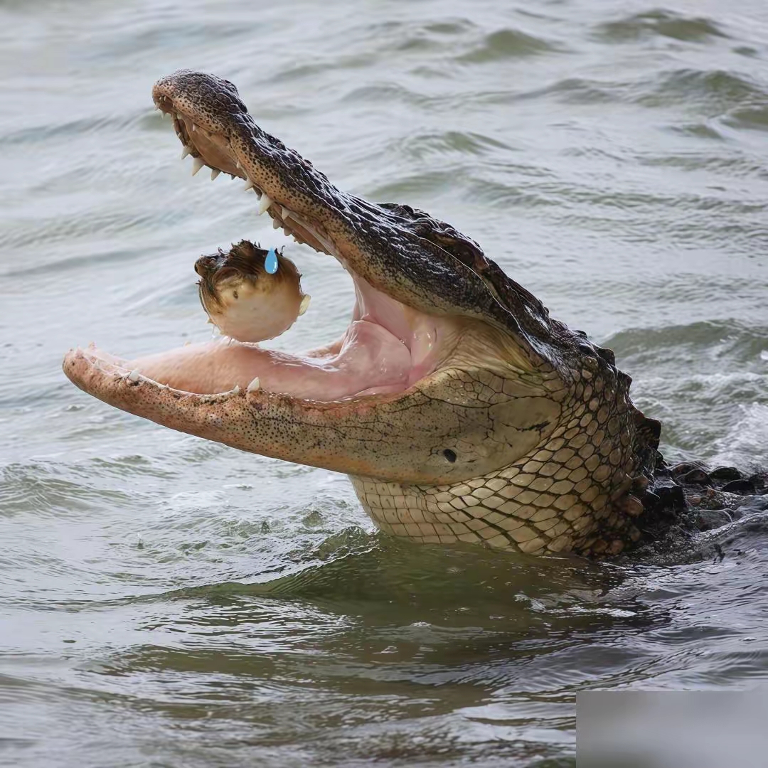 鳄鱼马上就要后悔了 : 虽然鳄鱼的胃酸酸到可以消化河豚毒素,但当其