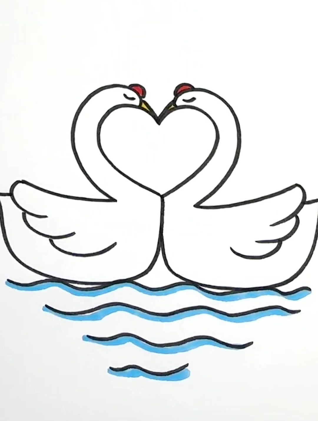 用爱心画个大白鹅