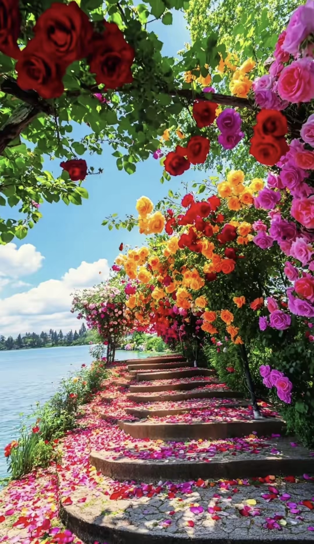 一片绝美的花海呈现在眼前,五彩斑斓的花朵竞相绽放,令人赏心悦目.