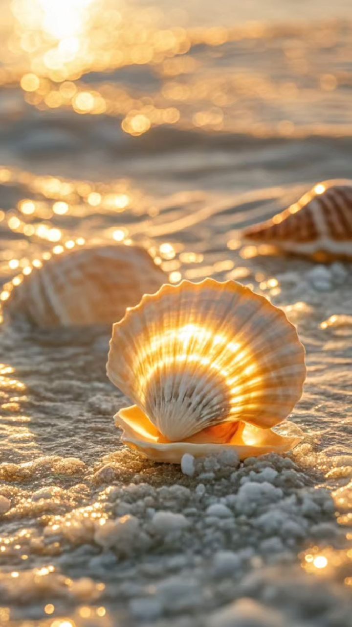 壁纸:阳光海边贝壳