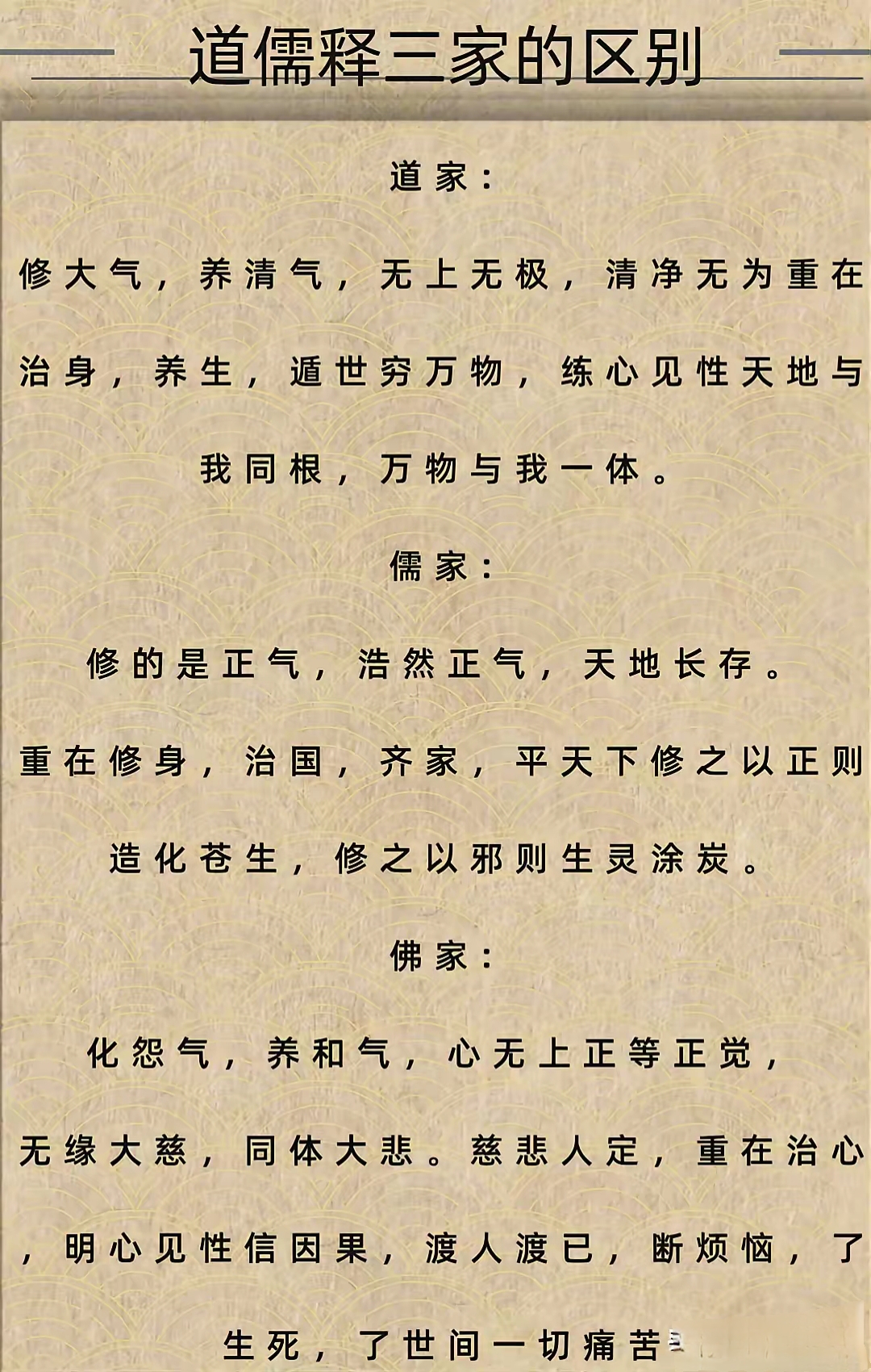 道儒释三家在修行方面有什么区别?