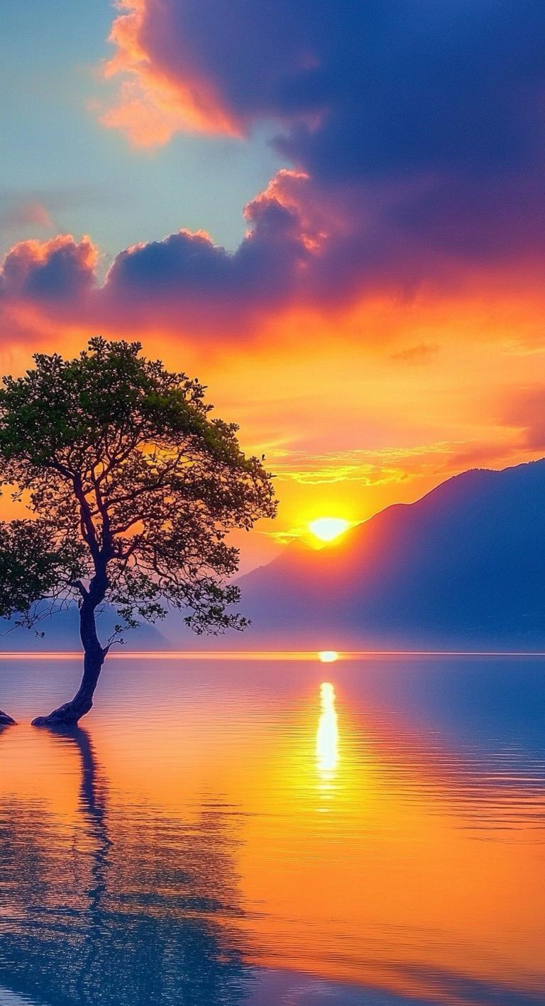 的图片美影图案背景图夕阳美景黄昏的景色画秋天的日落是什么样的景色