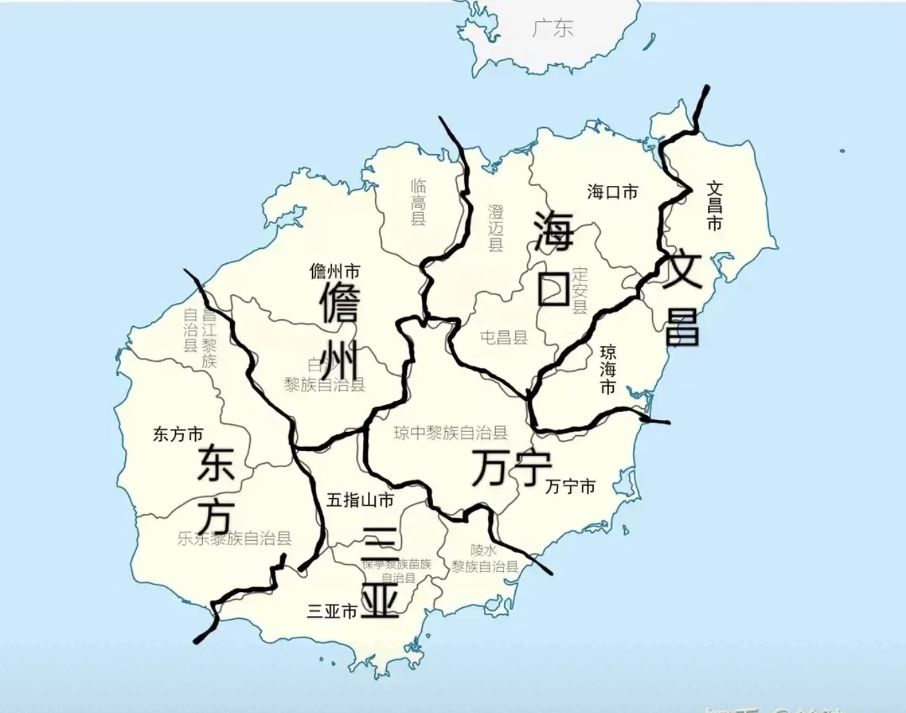 有网友提出对海南省行政区划进行重新划分,甚至连划分图都绘制了出来