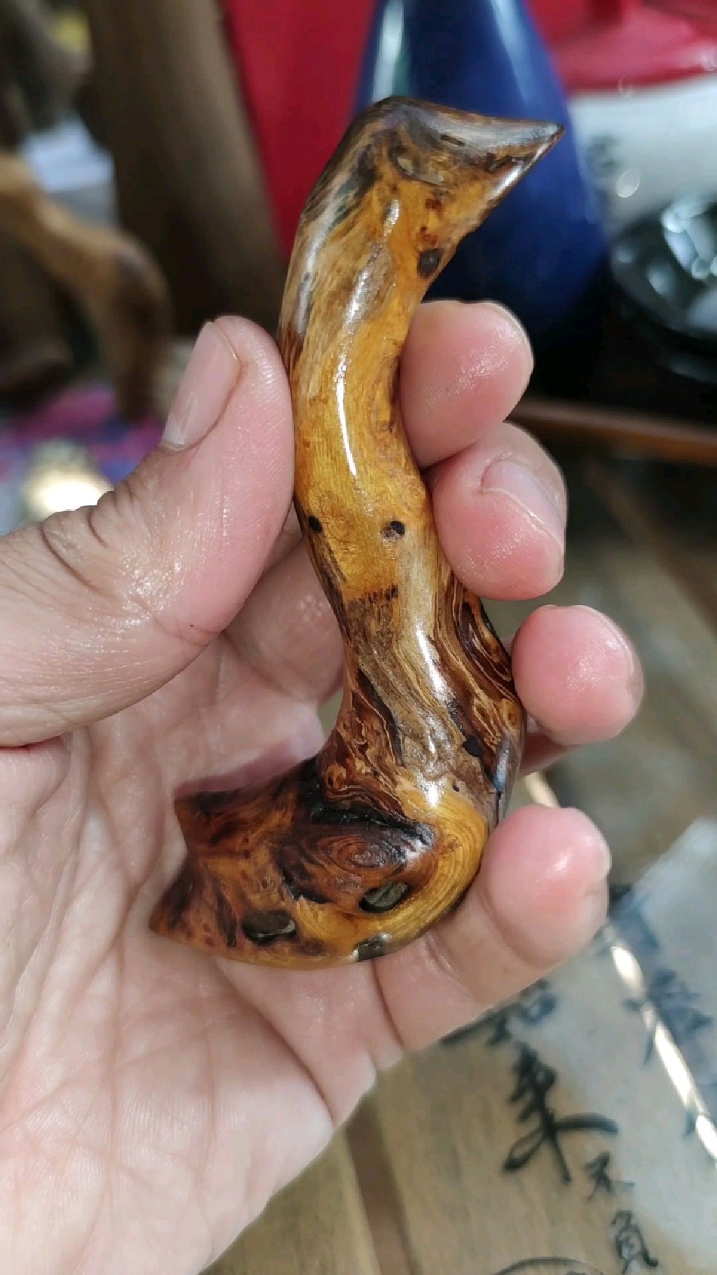 烟花木 随形手把件