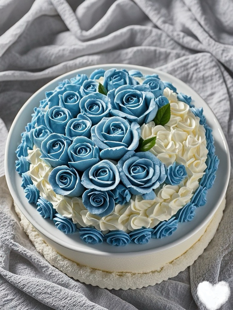 蓝色玫瑰蛋糕 寓意着干净明亮#美食打卡地# #网红蛋糕# #蛋糕