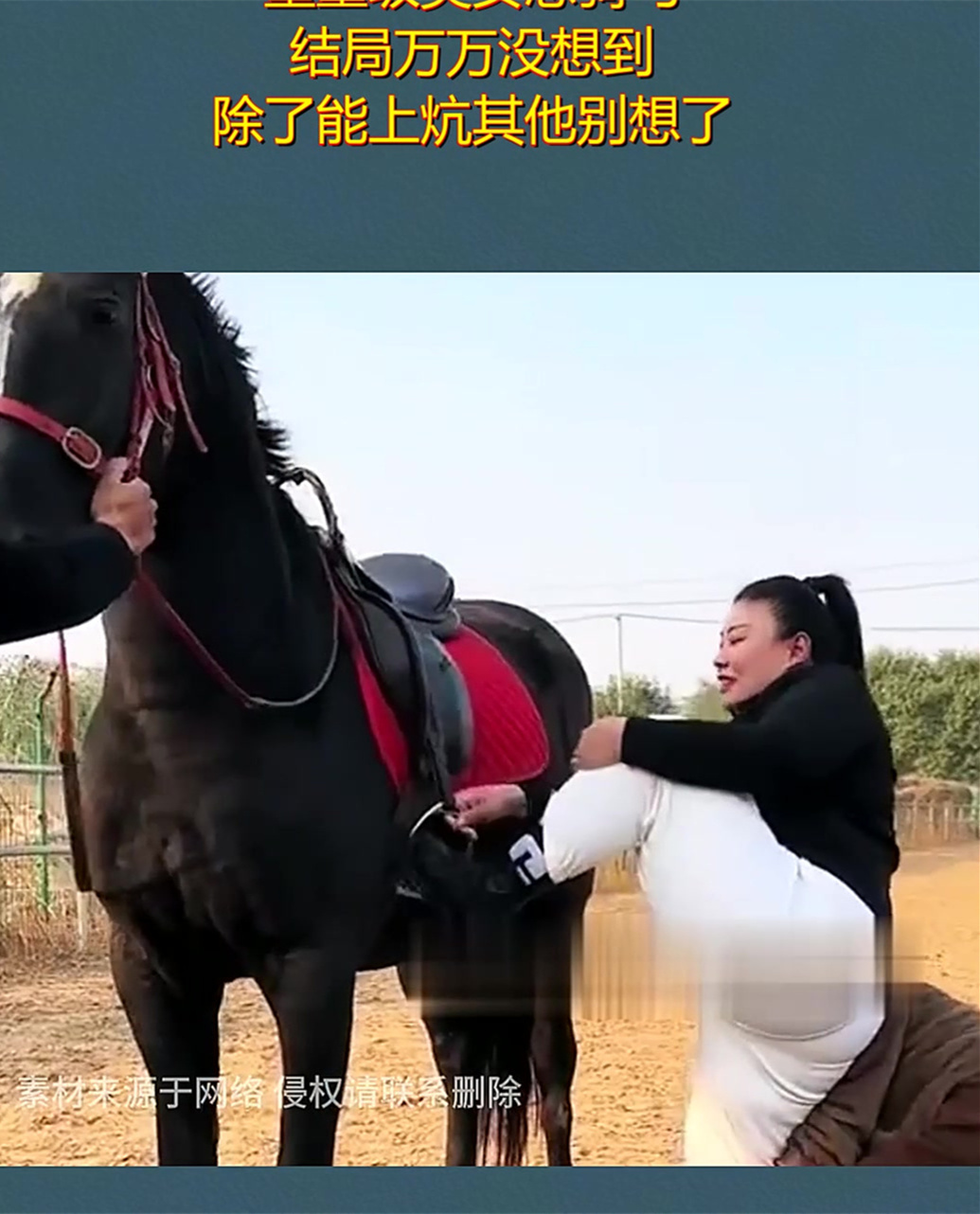 重量级美女想骑马,结局万万没想到,除了能上炕其他别想了!