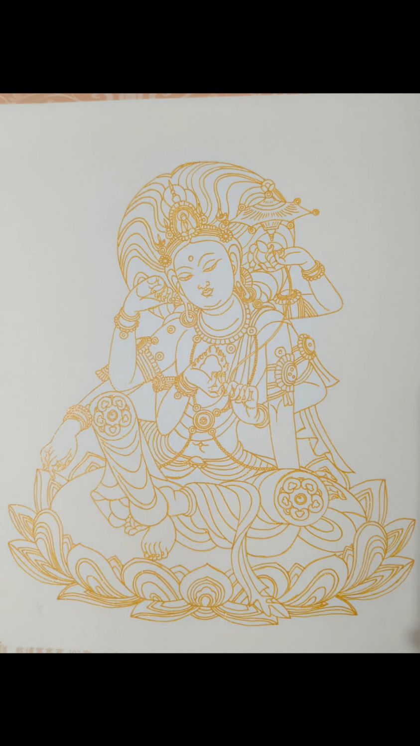 每日描摹——敦煌壁画307窟 如意轮观音像