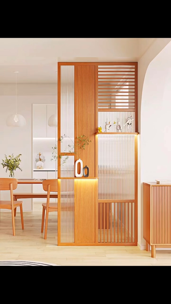 客厅屏风入户玄关柜现代隔断客厅置物架简约装饰柜长虹玻璃隔断柜