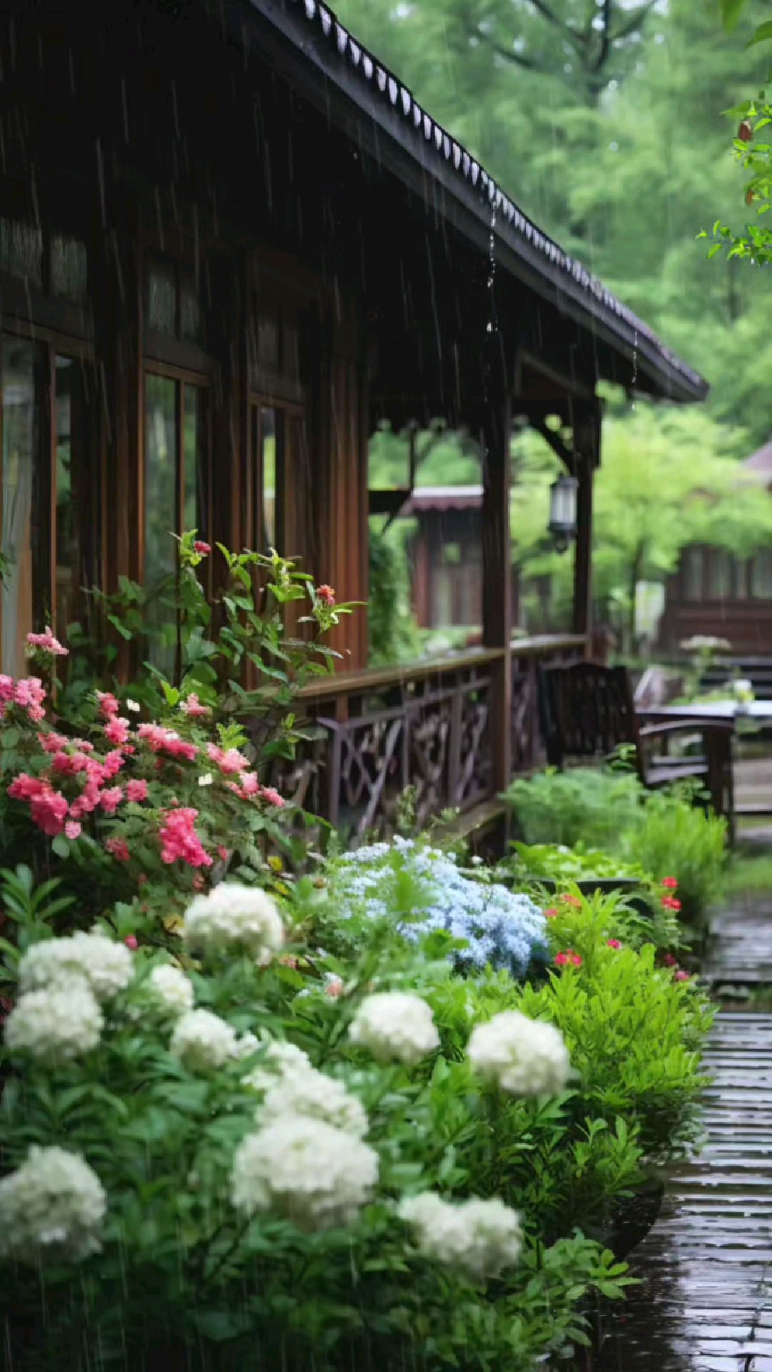 雨中的小院真的很美