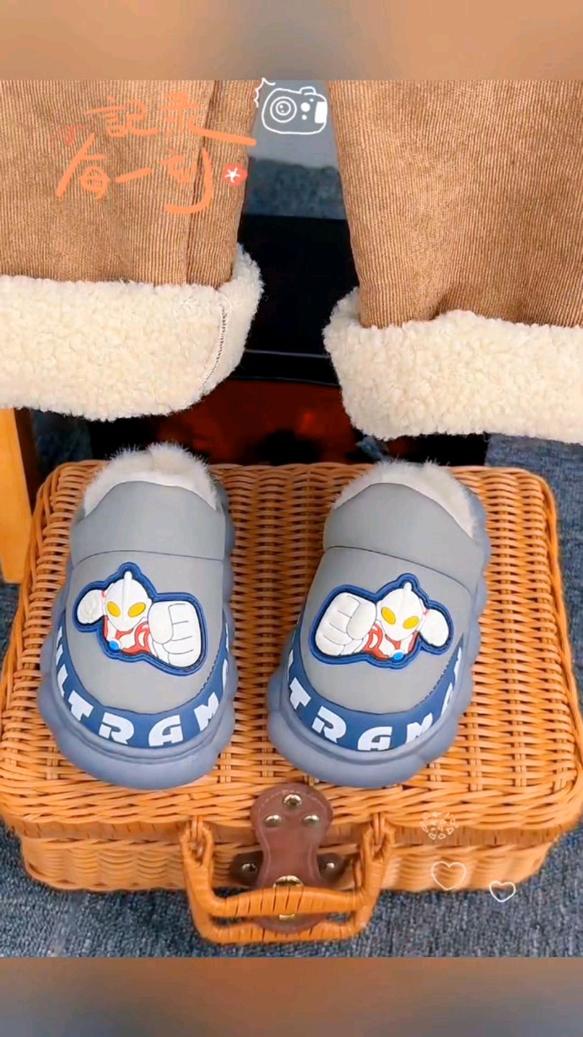 奥特曼冬季棉拖鞋男童室内家居加绒保暖#儿童