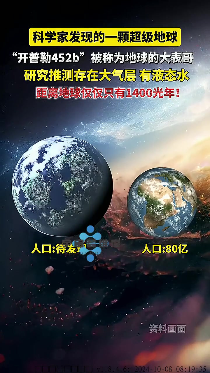 "开普勒452b"是一颗和地球高度相似的系外宜居星球,它距离