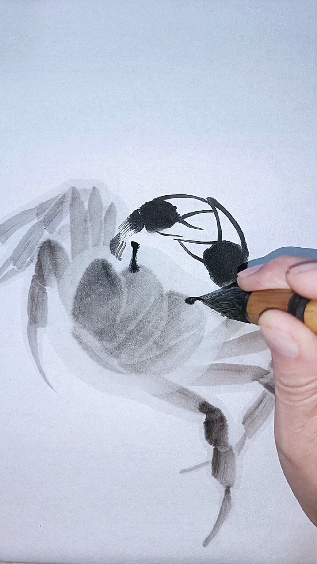 跟我一起画水墨螃蟹吧